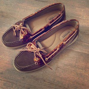 Sperry brown with leopard print- size 7.5